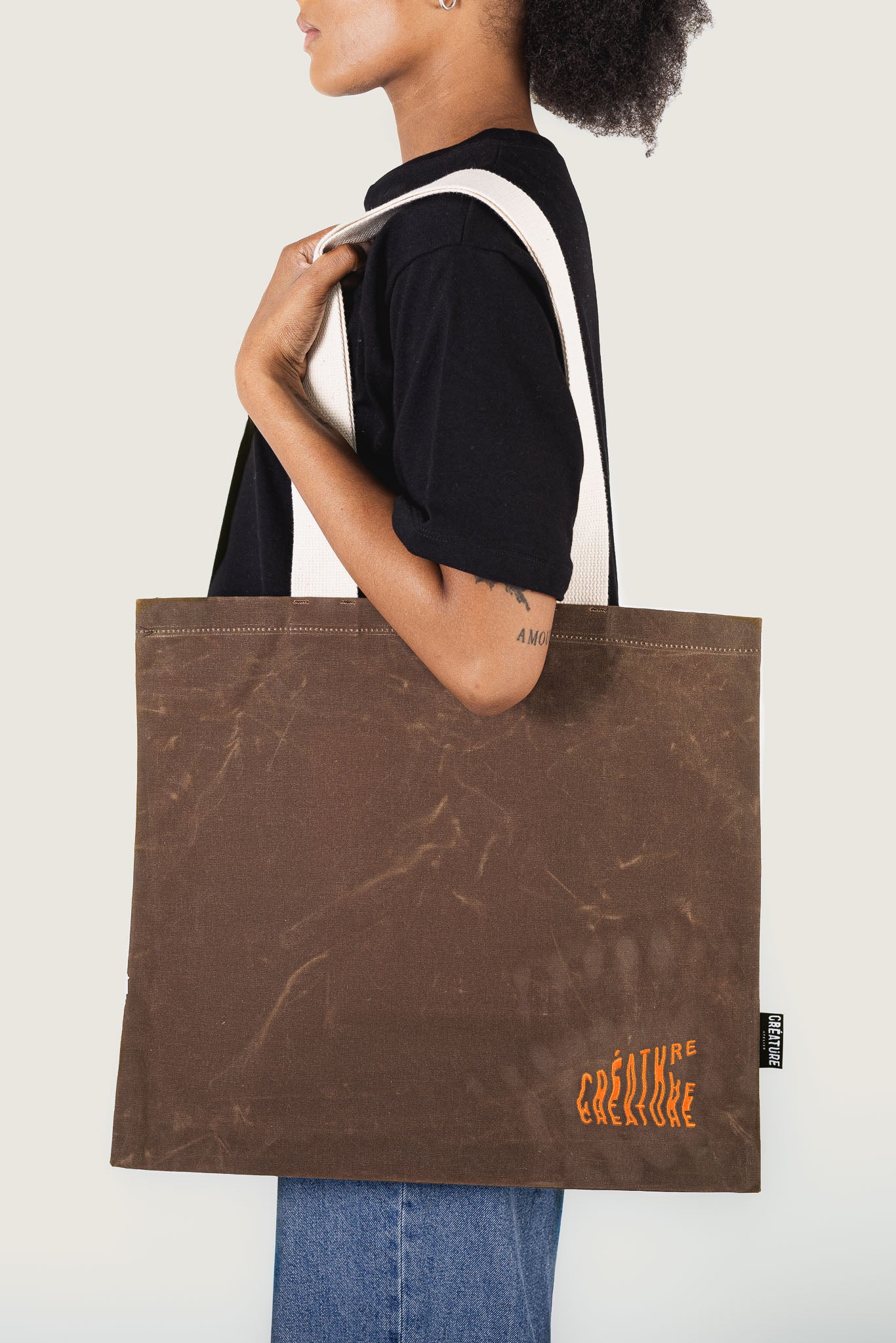 Tote Bag brodé "Wiggly" | Waxed Canvas