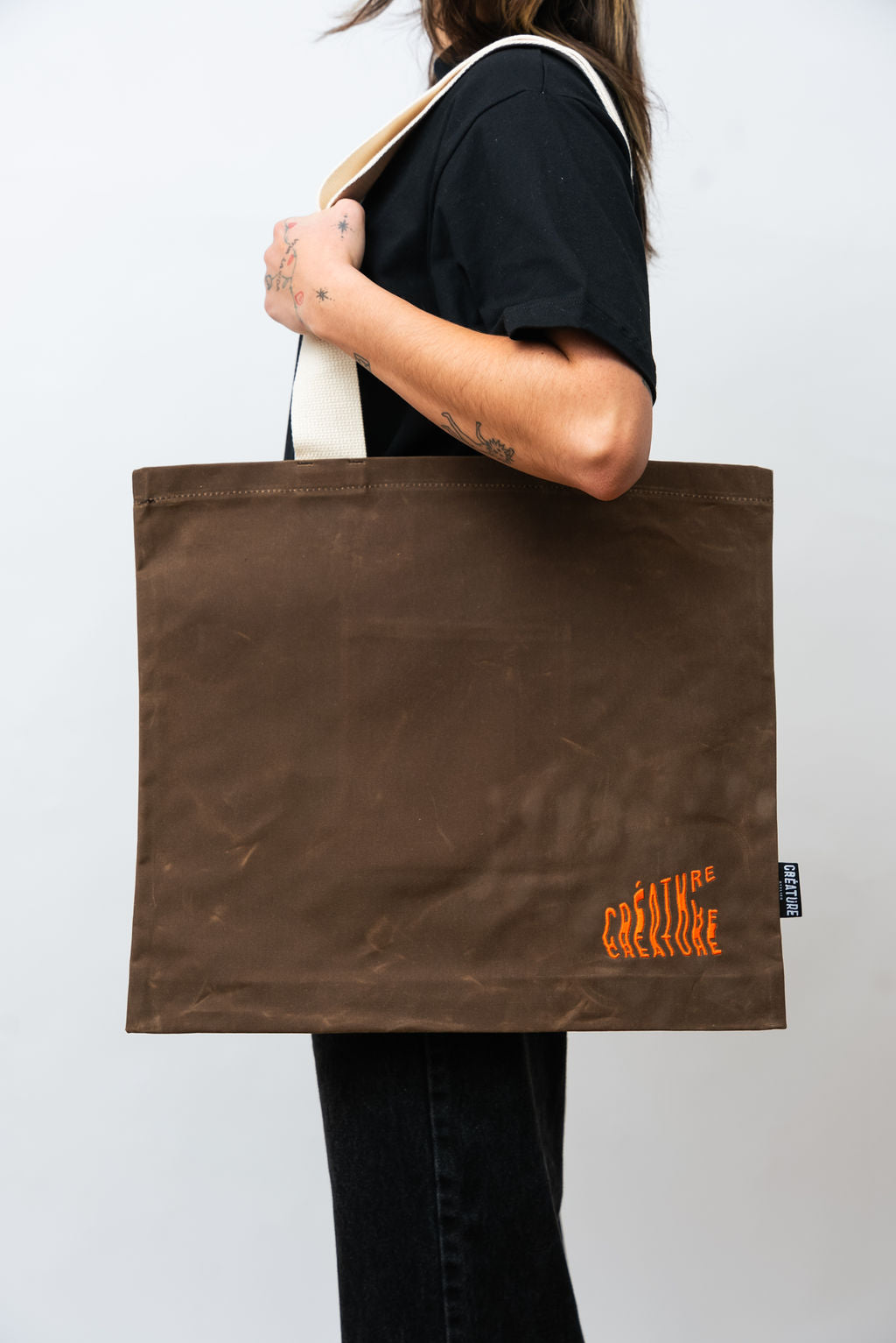 Tote Bag brodé "Wiggly" | Waxed Canvas